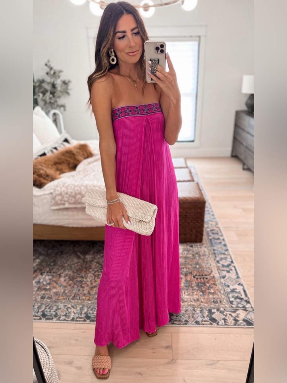 Free People Solid Serendipity Jumpsuit Size Small Fuchsia Pink